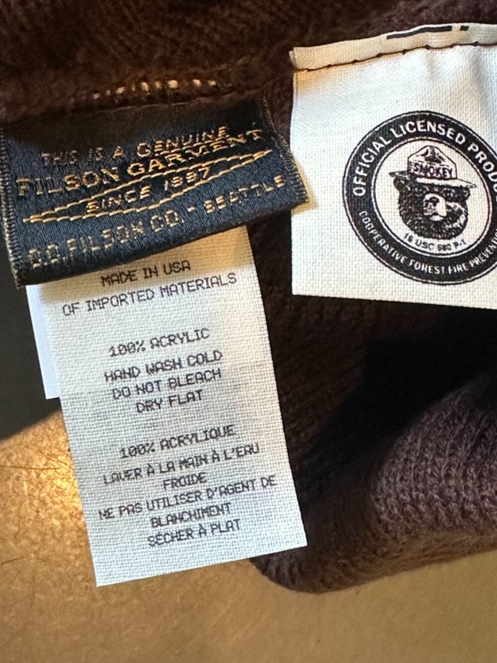 Filson - Smokey Bear Ballard Watch Cap, Beanie, Hat - Brown - NWT - Picture 3 of 4